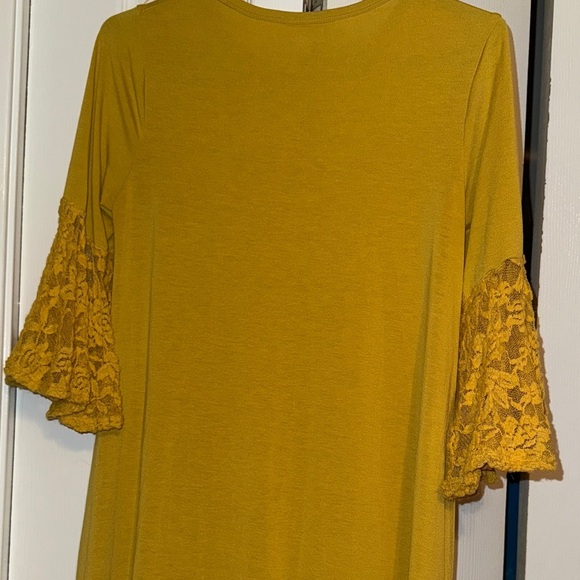 LuLaRoe Maurine Ruffle Flowy Midi Dress Size Extra Small Business Casual Golden - Picture 8 of 9